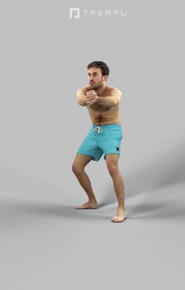 Flow A Caucasian Beach Man Playing A Game Of Beach Volleyball Low-poly 3D model_6