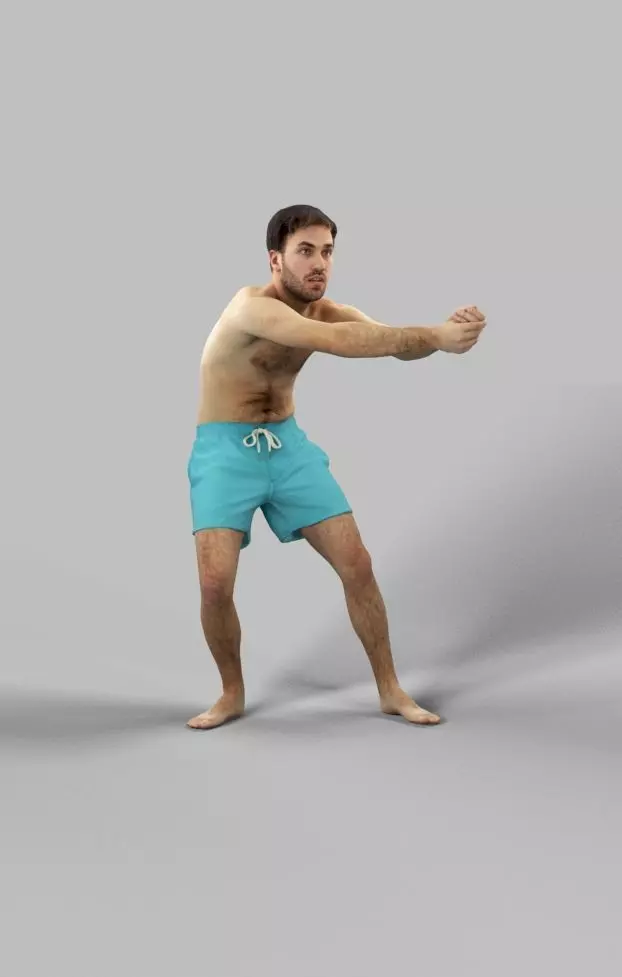 Flow A Caucasian Beach Man Playing A Game Of Beach Volleyball Low-poly 3D model_0