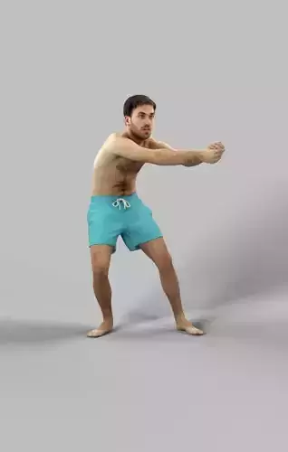 Flow A Caucasian Beach Man Playing A Game Of Beach Volleyball Low-poly 3D model