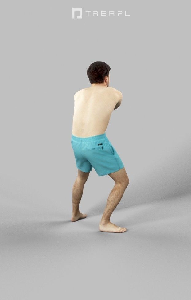 Flow A Caucasian Beach Man Playing A Game Of Beach Volleyball Low-poly 3D model_3