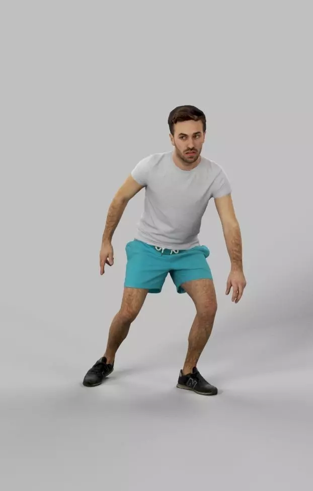 Casual Sports Man Flow plays football and changes direction Low-poly 3D model_0