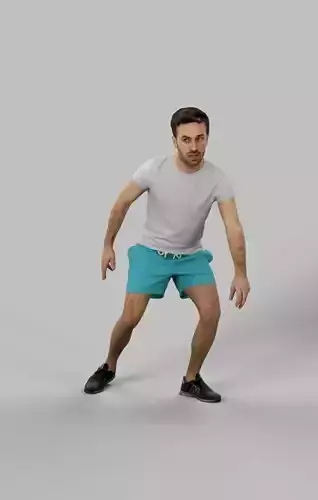 Casual Sports Man Flow plays football and changes direction Low-poly 3D model
