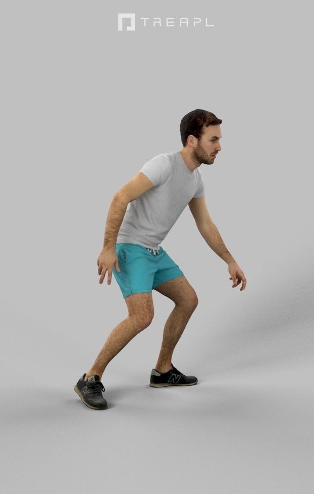 Casual Sports Man Flow plays football and changes direction Low-poly 3D model_2