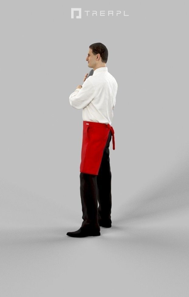 Romance Elegant Man Barman Standing While Preparing A Cocktail Low-poly 3D model_5