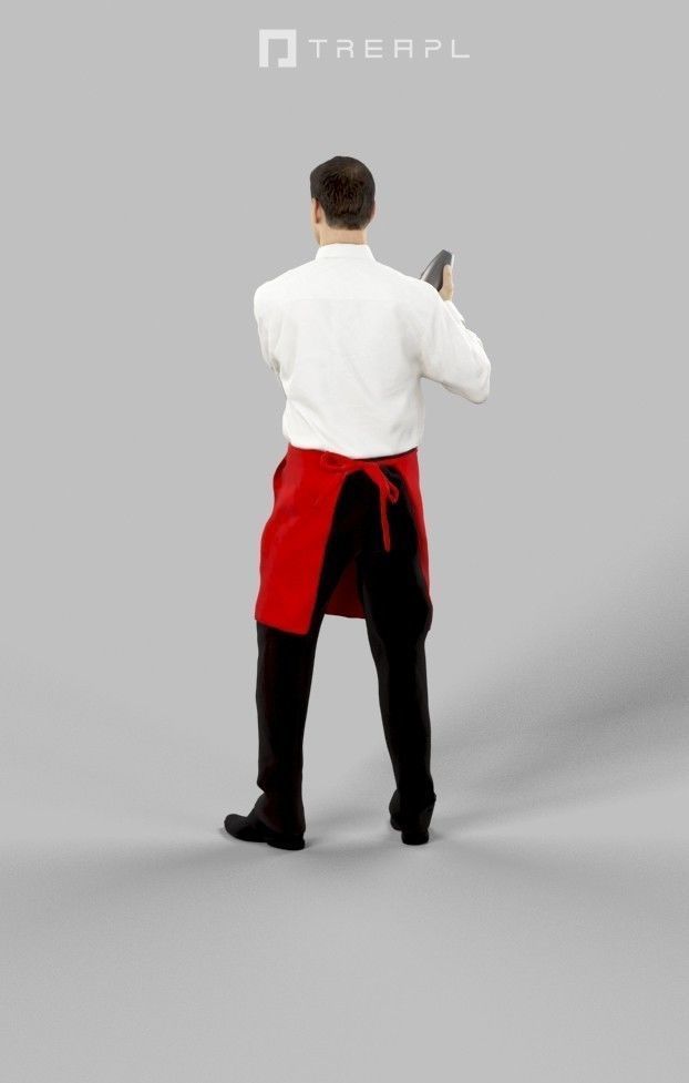 Romance Elegant Man Barman Standing While Preparing A Cocktail Low-poly 3D model_4