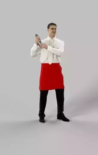 Romance Elegant Man Barman Standing While Preparing A Cocktail Low-poly 3D model