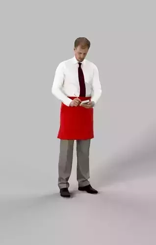Mistery A Caucasian Male Waiter Standing While Taking An Order Low-poly 3D model