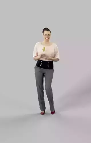 Dream A Standing Woman Elegant With A Glass Of Champagne Low-poly 3D model