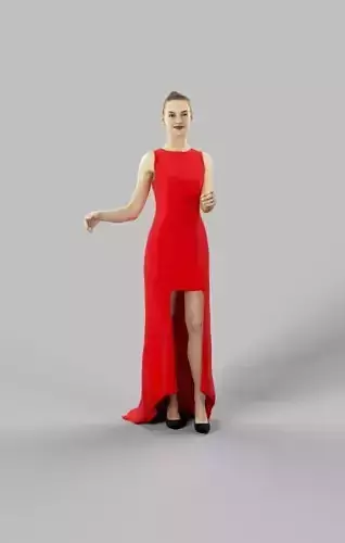 Beauty Elegant Woman In a Ballroom Dress Holding Partner Low-poly 3D model