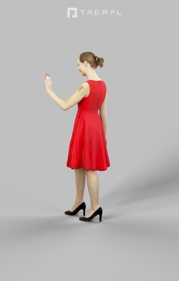 Aspiration Elegant Woman Ballroom Dress Standing Waving Her Hand Low-poly 3D model_5