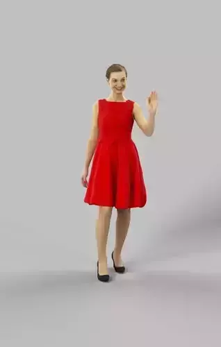 Aspiration Elegant Woman Ballroom Dress Standing Waving Her Hand Low-poly 3D model