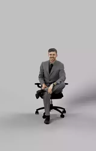 Posture A Business Man Sitting At His Desk listening laughing Low-poly 3D model