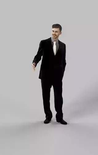 Posture A Business Man Elegant Standing Holding his Partner Low-poly 3D model
