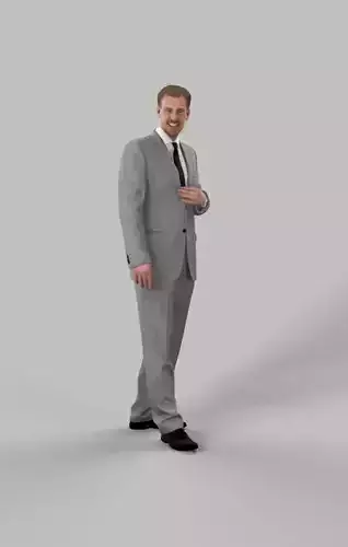 Mistery An Elegant Business Man In Business Attire Standing Low-poly 3D model