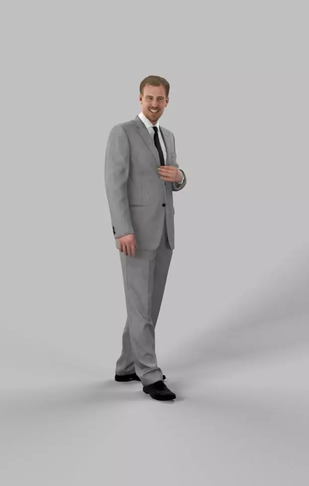 Mistery An Elegant Business Man In Business Attire Standing Low-poly 3D model_0
