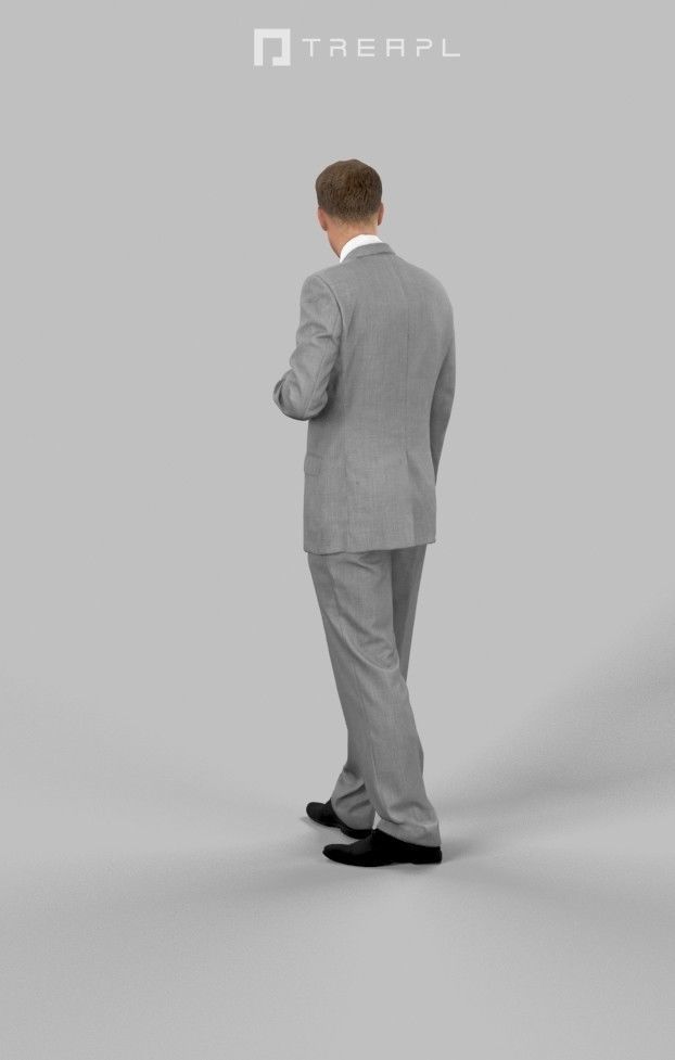 Mistery An Elegant Business Man In Business Attire Standing Low-poly 3D model_4