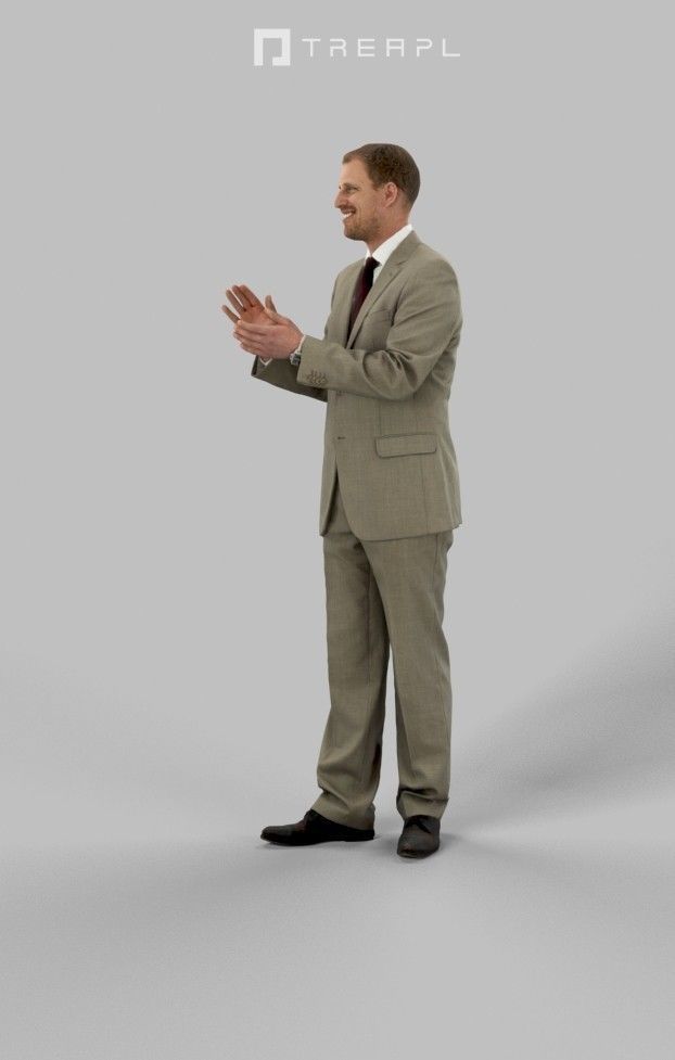 Michael A Business Man Standing While Clapping Hands Low-poly 3D model_6