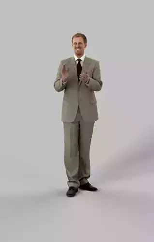 Michael A Business Man Standing While Clapping Hands Low-poly 3D model