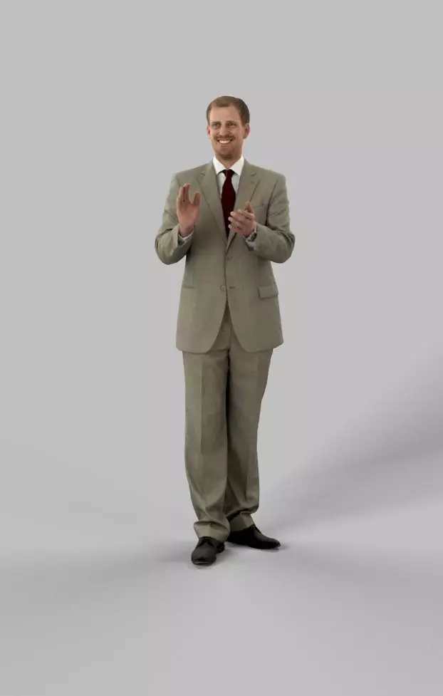 Michael A Business Man Standing While Clapping Hands Low-poly 3D model_0