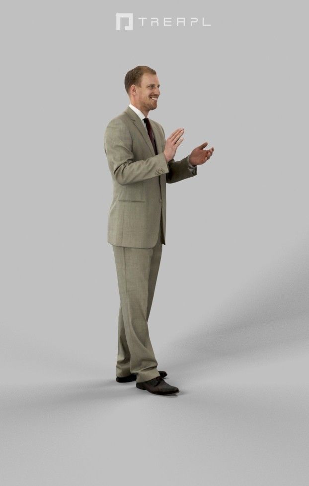 Michael A Business Man Standing While Clapping Hands Low-poly 3D model_2