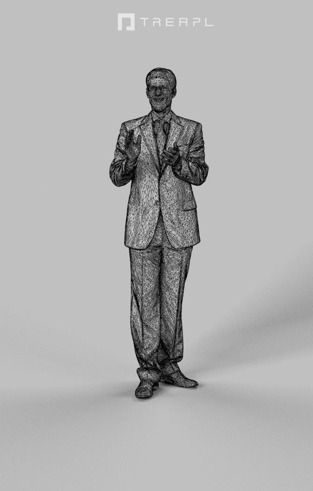 Michael A Business Man Standing While Clapping Hands Low-poly 3D model_7