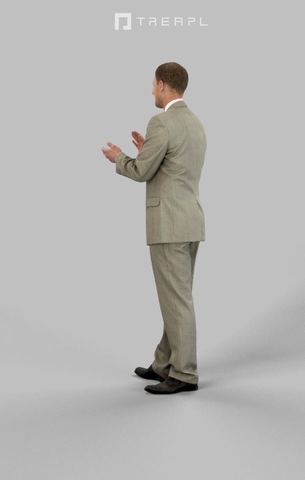 Michael A Business Man Standing While Clapping Hands Low-poly 3D model_5