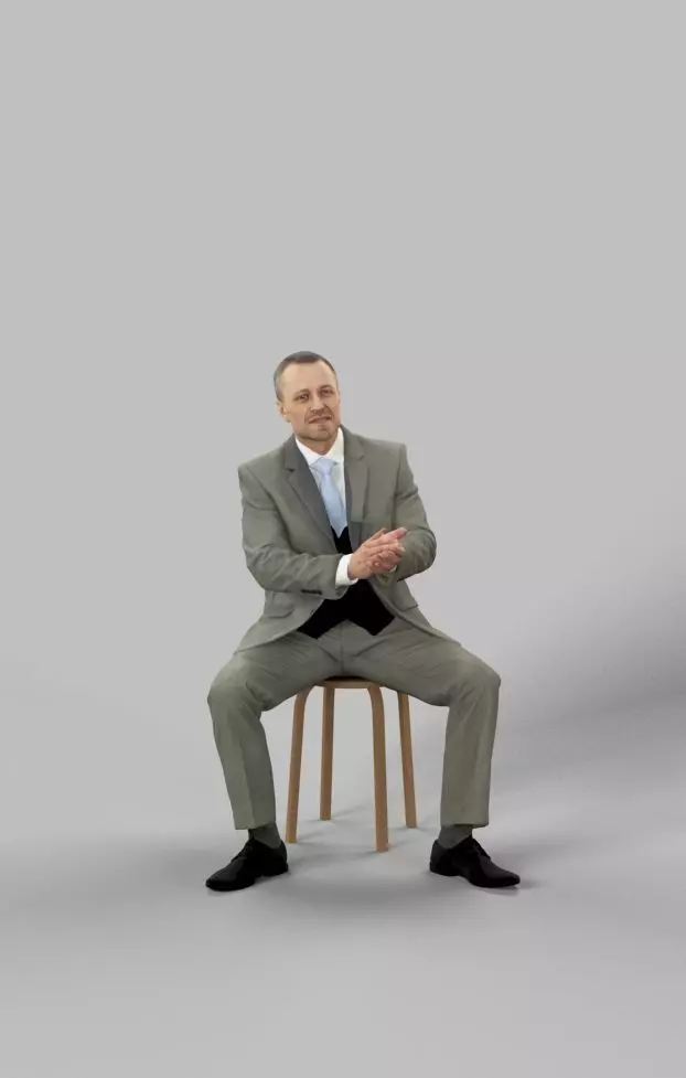 Business Man Sitting And Clapping Fortitude Low-poly 3D model_0