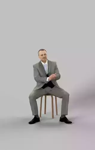 Business Man Sitting And Clapping Fortitude Low-poly 3D model