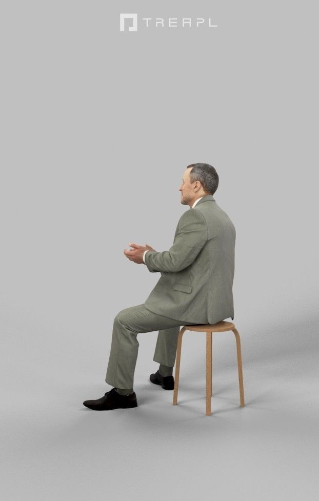 Business Man Sitting And Clapping Fortitude Low-poly 3D model_5