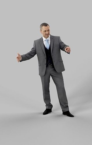 Fortitude A Business Man Standing While Introducing Someone Low-poly 3D model