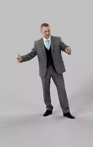 Fortitude A Business Man Standing While Introducing Someone Low-poly 3D model