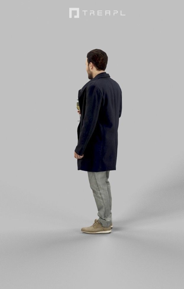 Flow A Business Man Standing While Holding A Glass Of Champagne Low-poly 3D model_5