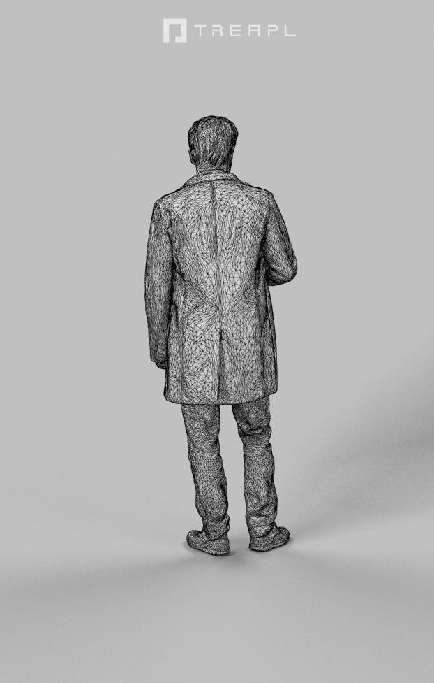 Flow A Business Man Standing While Holding A Glass Of Champagne Low-poly 3D model_8