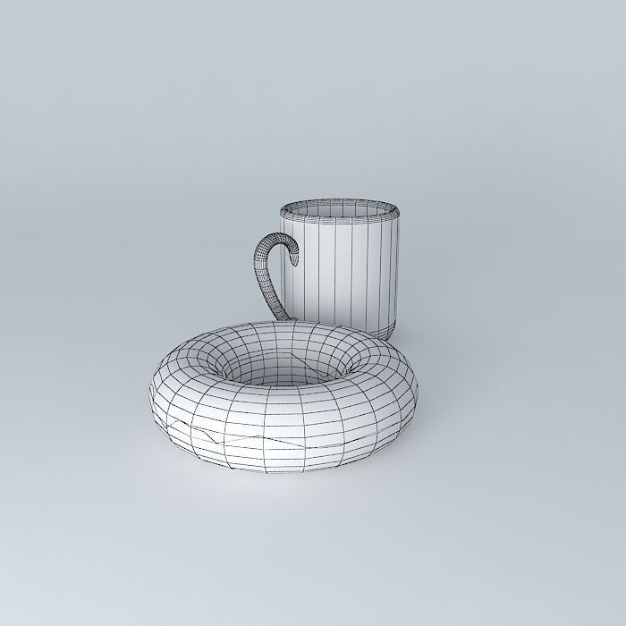 Coffee and donut Free 3D model_4