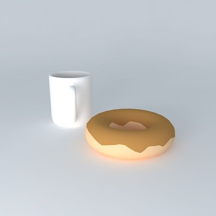 Coffee and donut Free 3D model_2