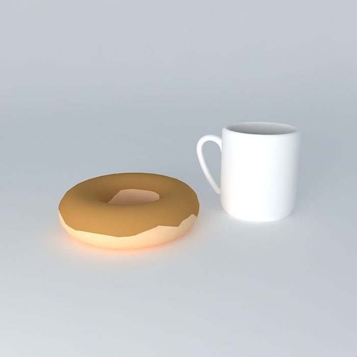 Coffee and donut Free 3D model_1