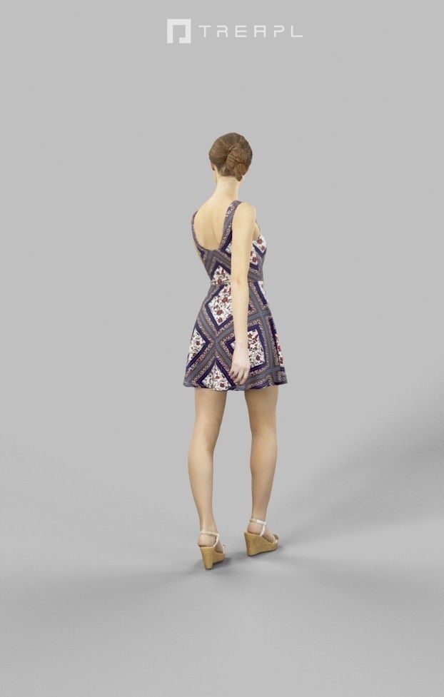 Aspiration A Summer Woman in a Dress Walking Looking Sideways Low-poly 3D model_4