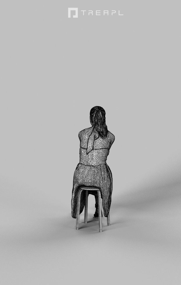 Mirage Summer Dress Casual Sitting Woman Low-poly 3D model_8