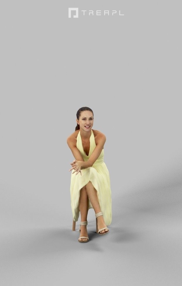 Mirage Summer Dress Casual Sitting Woman Low-poly 3D model_1