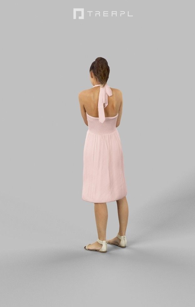 Mirage Casual Woman In A Summer Dress Standing With A Camera Low-poly 3D model_5