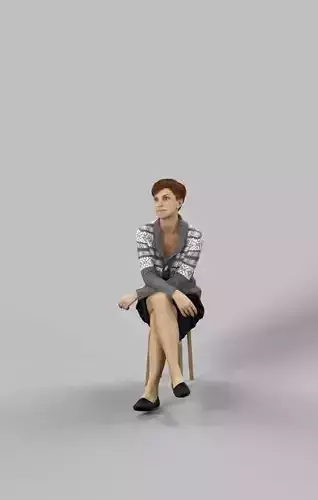 Luna Casual Caucasian Female in a sweater Sitting Listening Low-poly 3D model