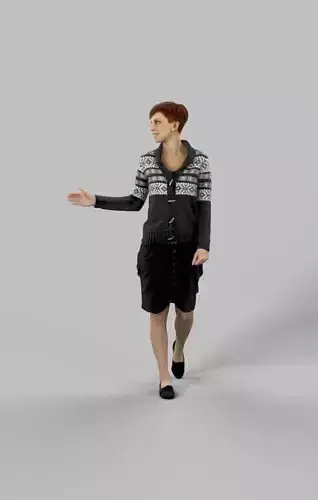 Luna A Casual Woman Walking while Explaining Low-poly 3D model