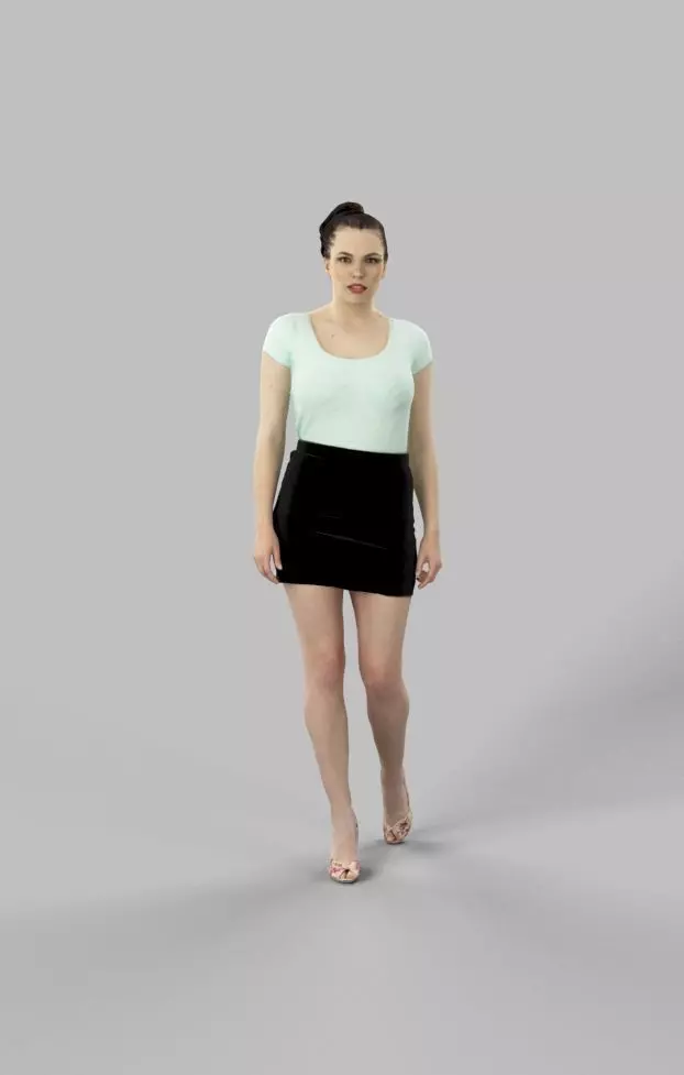 Casual Woman Dream Walking Black Skirt Low-poly 3D model_0