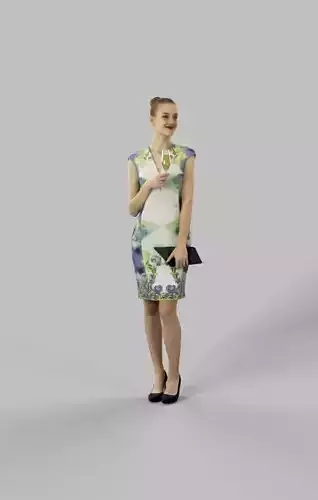 Beauty A Charming Elegant Woman Holding A Glass Of Champagne Low-poly 3D model