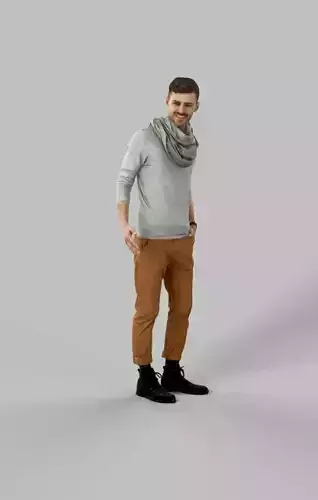 Posture A Smart Casual Man Standing Listening Holding Partner Low-poly 3D model