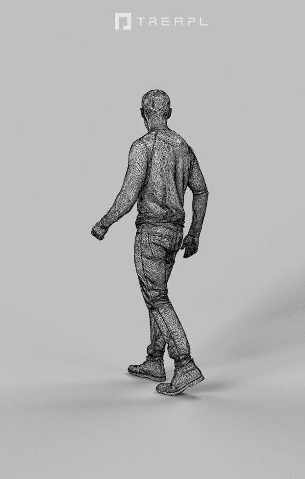 Master A Casual Man Walking in Dark Jeans While Listening Low-poly 3D model_8