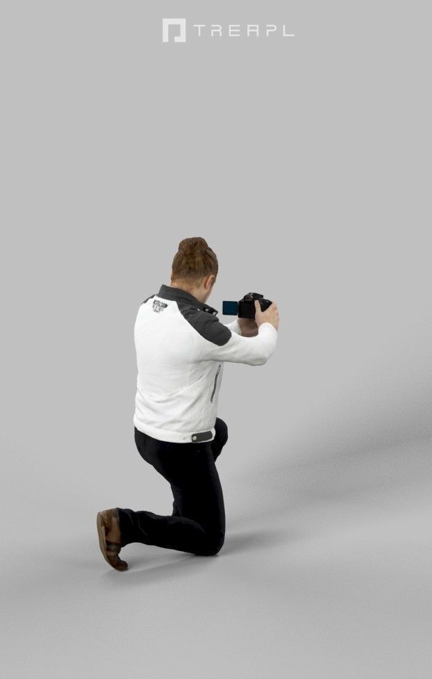 Keen A Casual Man Photographer with a Camera Low-poly 3D model_3