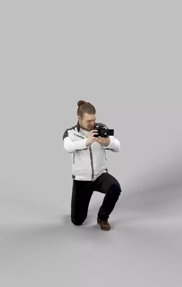 Keen A Casual Man Photographer with a Camera Low-poly 3D model_0