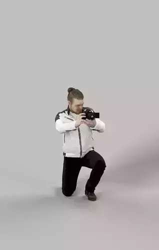 Keen A Casual Man Photographer with a Camera Low-poly 3D model