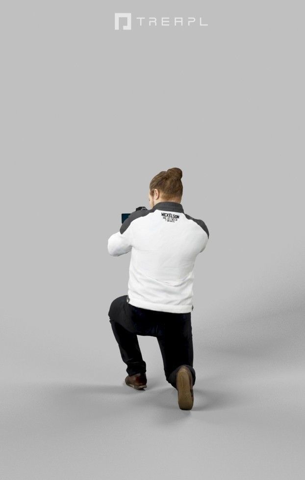 Keen A Casual Man Photographer with a Camera Low-poly 3D model_4